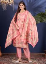 Shimmer Pink Festival Wear Printed Readymade Straight Suit